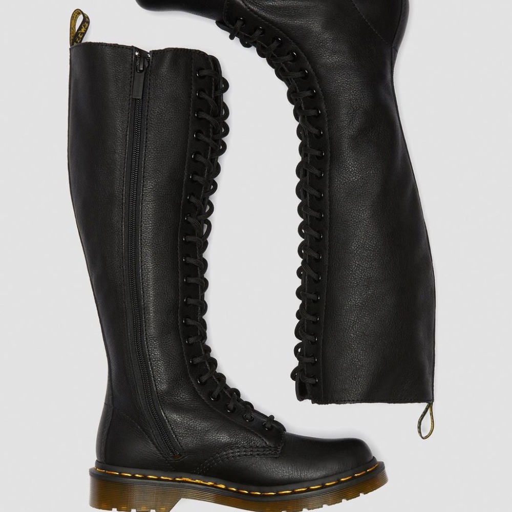 Dr. Martens Women's 1B60 20-Eye Black Virginia Leather High Boots - Picture 5 of 7